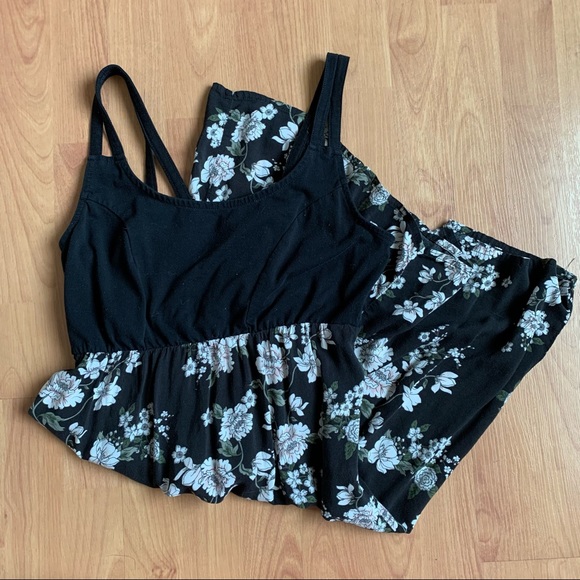 Warehouseone Black Floral Knee Length Dress - Picture 4 of 4